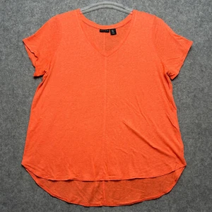 Tahari Shirt Womens 1X Orange Linen Lyocell Sheer Beachy Light Airy Comfy Travel - Picture 1 of 14
