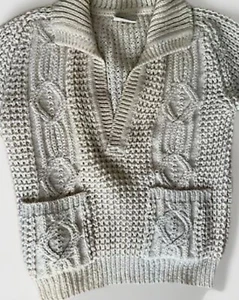 Gaeltarra Vintage 70s Fisherman Chunky Cable Knit Wool Sweater Ireland Irish 42” - Picture 1 of 10