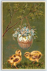 1907 Antique Easter Postcard Gold Gilt Adorned Egg Embossed German Made M6 - Picture 1 of 4