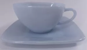 Fire King Azur Ite Blue CHARM SQUARE Cup & Saucer Set MCM Anchor Hocking EX - Picture 1 of 7
