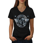 Wellcoda Rider Motorcycle Biker Womens V-Neck T-shirt, Bike Graphic Design Tee