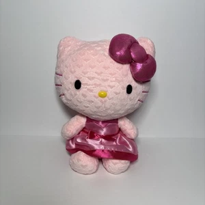 Peluche Sanrio 13" Hello Kitty vestito rosa e fiocco con cuori in rilievo - Foto 1 di 8