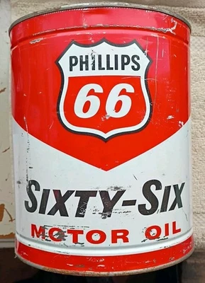 DE COLECCIÓN 1 GALÓN ACEITE DE MOTOR Phillips 66 sesenta - seis - lata de metal - bartlesville ok Foto 1 de 4