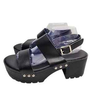 Torrid Studded Platform Sandals Black Women's 11 WW Chunky Block Heel Y2K Style - Picture 1 of 11