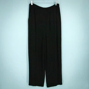 Pantalones de rayón plisados de pierna recta sistema negro Eileen Fisher talla grande L - Imagen 1 de 5