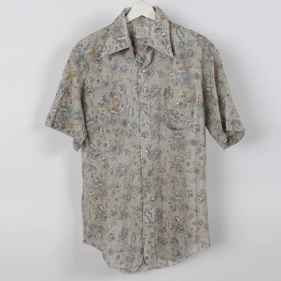 Camisa Western Bronco Vintage Años 60 70 Para Hombre Grande Perla A Presión Floral Campamento Suroeste Foto 1 de 4