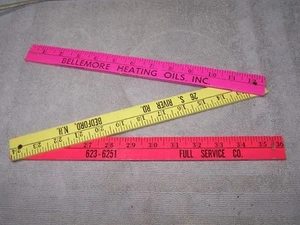 Vintage Holz dreifach faltbares Lineal Maßstab Werbung BELLEMORE HEIZÖL, BEDFORD NH - Bild 1 von 1