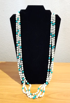 *Lote 3 collares largos de perlas de vidrio y cuentas de vidrio verde** Foto 1 de 4