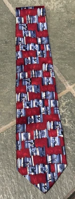 Gravata de seda floral geométrica abstrata vermelha NORDSTROM 56 L x 3,75 W excelente - Imagem 1 de 4