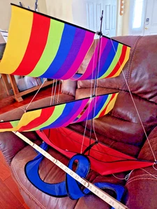 Kite: Rainbow 3D Sailboat, Ship, Boat, Single Line, Beach, wave tail - Picture 1 of 6