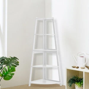 5 Tier Shelving Unit Corner Ladder Shelf Wooden Storage Display Stand Bookcase - Picture 1 of 7