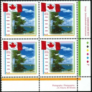 Canada sc#1546 Canadian Flag: Flag with scene of Lake, LR Imprint Block, Mint-NH - Picture 1 of 2