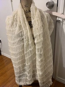 Basile Italy Fancy Long Reversible Scarf 100% Silk 100% Mohair Wool Knit NWOT - Picture 1 of 9