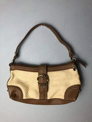 Bolso de Mano Chaps Marrón Beige Tostado Tejido Pequeño Monedero *MANCHAS *Leer Foto 1 de 4