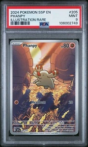 2024 Pokemon EN Surging Sparks Phanpy Illustration Rare #205 PSA 9 MINT - Bild 1 von 2