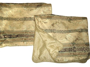 CROSCILL STRICKLAND SEA-FOAM GREEN PAISLEY DAMAS(2) KING PILLOW SHAMS 21 X 37 - Picture 1 of 5