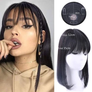 US-STOCK Hecho a mano 100% Cabello Humano Topper Clip Bob Top con Golpes - Imagen 1 de 12