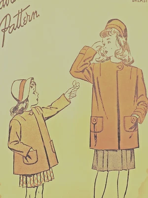1940s Girls Advance #4149 Box Short Tab at Neck Coat Sz 8 B26 Complete - Image 1 of 4