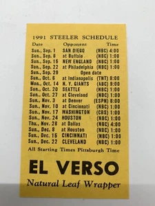 1991 Pittsburgh Steelers NFL Pocket Schedule Sponsor El Verso  - Picture 1 of 2
