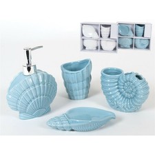 Set accessori bagno da appoggio in porcellana marine colore Azzurro, Bianco,