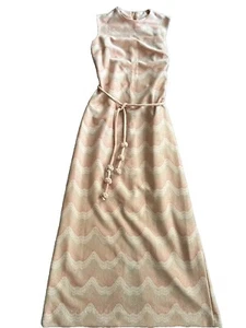 Lady Carol Of NY Dress Union Made In USA Sparkly Floor Length, Ties At Waist - Picture 1 of 12