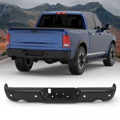 Black Rear Bumper For 2009-2018 Dodge Ram 1500 with Dual Exhaust & Sensor Holes - Imagem 1 de 4