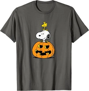 Peanuts Halloween Snoopy Woodstock Pumpkin T Shirt Men - Picture 1 of 5