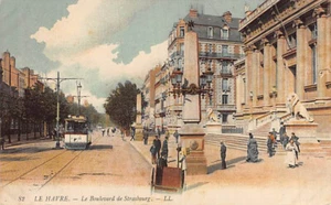 Postal FRANCIA: Le Havre, Boulevard de Starbourg, tranvía, publicada 1912 - Imagen 1 de 2