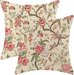 Chinoiserie Pillow Covers 18x18 Set of 2, Outdoor Pink 18x18-Inch Chinoiserie-3 - Picture 1 of 2