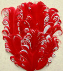 NAGORIE FEATHER PAD - RED/WHITE Curly Goose Pads; Craft/Art/Hats/Custome/Bridal