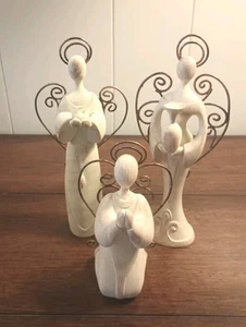 Anbetung Engel Figuren 3er Set Second Nature Design 2003 Schriftrolle Metall Flügel - Bild 1 von 5
