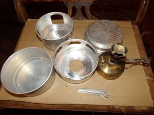 Estufa de latón vintage Svea No.123 con juego de cocina Suecia - Imagen 1 de 7