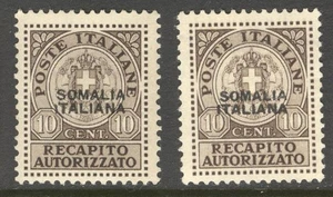 C_A_2714. Sellos Recapito Autorizzato de Somalia 1939 y 1941. Scott EY1-EY2. MLH - Imagen 1 de 1