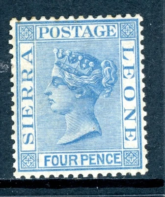Sierra Leone 1876 British 4p Blue CCC QV Scott #16 Perf 14 Mint X633 - Image 1 of 4