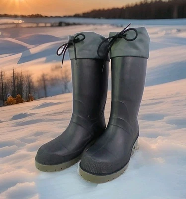 Botas de hombre LL Bean aisladas talla 6 negras de goma a media pantorrilla impermeables Foto 1 de 4