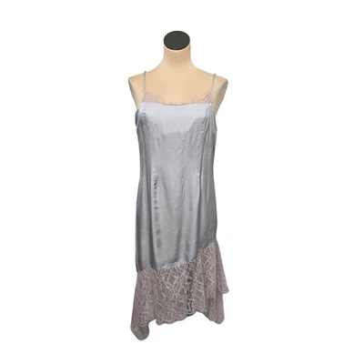 Vestido Anthropologie Para Mujer 10 Plateado Encaje Ribete Midi Sin Mangas Sin Mangas Fiesta Nuevo Foto 1 de 4