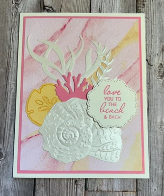 KIT DE TARJETAS DE FELICITACIÓN ESTAMPADAS ~x4 con Env~ Seashells Beach Shimmer Paper Love You Foto 1 de 2