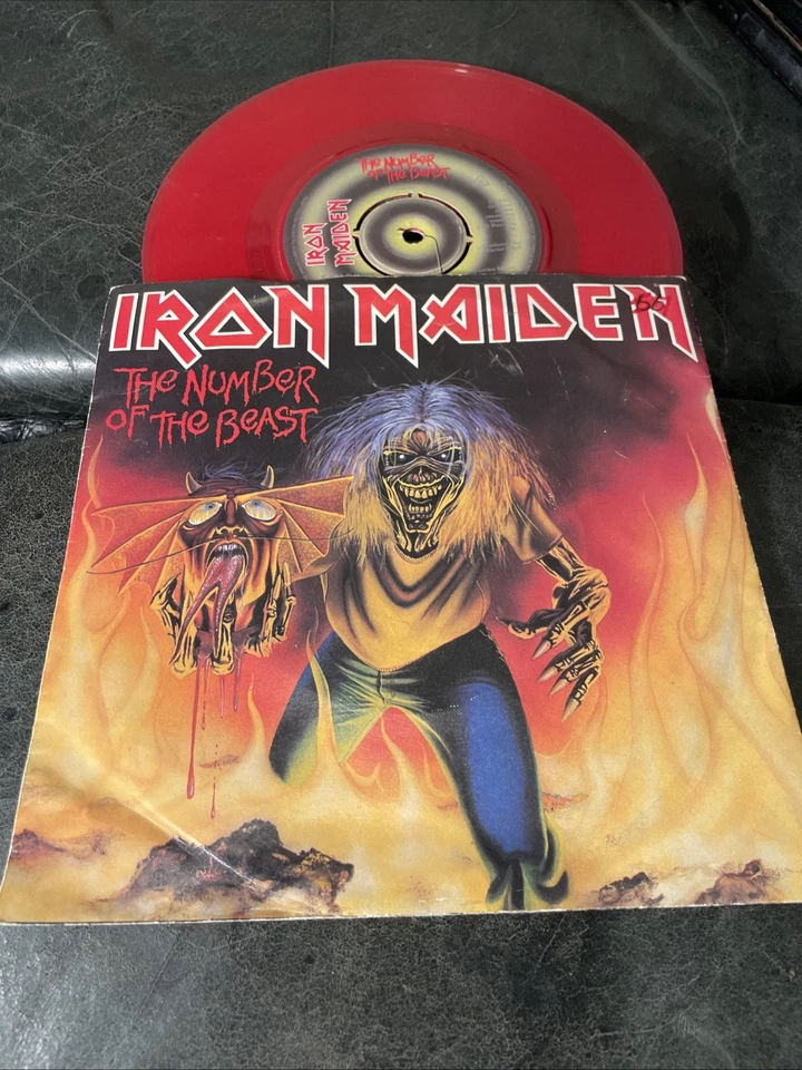 Iron Maiden-the Number of the Beast 7" Red Pic Cover Vinyl Record disc-limited - Image 1 of 4