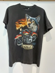 Camiseta Wild Wolves Motorcycle Survivors Talla Mediana De Colección Años 90 Unisex Americana - Imagen 1 de 12