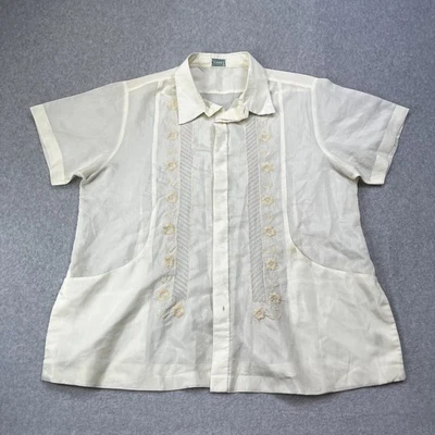 Vintage 1970s Tesoros Philippines Barong Tagalog Mens XL Short Sleeve Formal - Image 1 of 4
