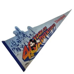 Disneyland 40th years Of Adventures felt flag pennant Disney Mickey VTG Blue #50 - Picture 1 of 8