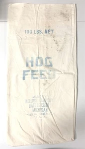 Kellogg Company 100 Lb. Hog Feed Cloth Sack Bag Battle Creek, MI & Omaha,NE~Rare - Picture 1 of 3