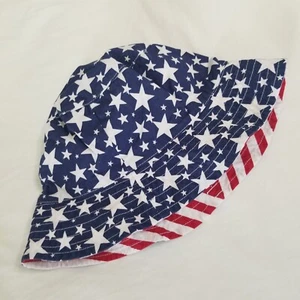 Old Navy Bucket Hat Stars Stripes Red White Blue 2T-4T Flag Reversible Youth VTG - Picture 1 of 5