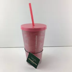 Starbucks 2018 16 oz vaso frío rosa Holiday Ban.do edición limitada nuevo - Imagen 1 de 7