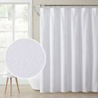 Shower Curtain-3D Embossed Geo Trellis Textured Fabric Curtain - White - NEW