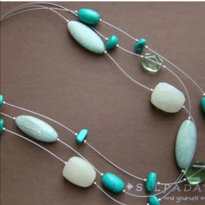 Collar Silpada N2021 Plata de Ley Serpentina Amazonita Howlita Vidrio  Foto 1 de 4