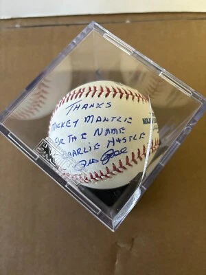 Pete Rose Auto Ball Inscription Thanks Mickey Mantle for the name Charlie Hustle - Image 1 of 4