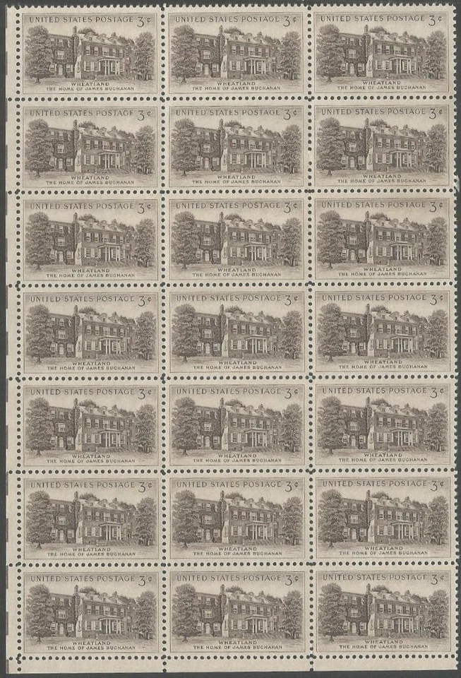 Block of 21 stamps - Scott 1081 - 3 cent - Wheatland - 1956 - MNH - Image 1 of 1