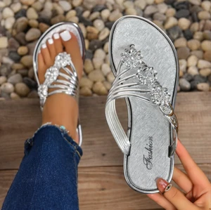 Womens Summer Flats Sandals Toe Post Flip-Flops Sandles Holiday Casual Shoes . - Picture 1 of 23