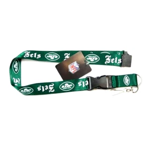 NEW YORK JETS Lanyard Keychain 2 Sided Old English Font Design New NFL Licensed - Picture 1 of 2